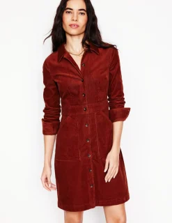 Kleider & Jumpsuits | Kleider In Petite | Boden Flora Hemdblusenkleid aus Cord- Schokoladenbraun