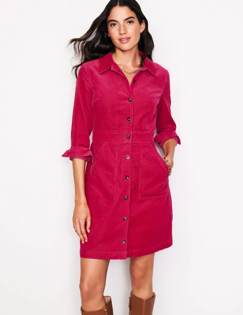 Kleider & Jumpsuits | Kleider In Petite | Boden Flora Hemdblusenkleid aus Cord-Kirschen Jubiläum KirschenJubiläum