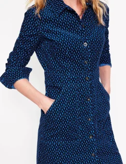Kleider & Jumpsuits | Kleider In Petite | Boden Flora Hemdblusenkleid aus Cord-Blau, Diamantgitter Blau,Diamantgitter
