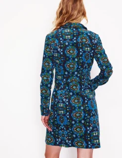 Kleider & Jumpsuits | Kleider In Petite | Boden Flora Hemdblusenkleid aus Cord-Eisvogelblau, Blütengitter Eisvogelblau,Blütengitter