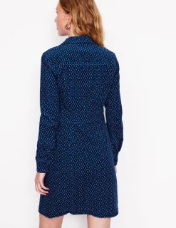 Kleider & Jumpsuits | Kleider In Petite | Boden Flora Hemdblusenkleid aus Cord-Blau, Diamantgitter Blau,Diamantgitter