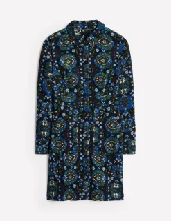 Kleider & Jumpsuits | Kleider In Petite | Boden Flora Hemdblusenkleid aus Cord-Eisvogelblau, Blütengitter Eisvogelblau,Blütengitter