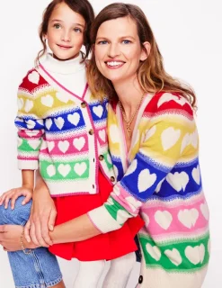 Pullover & Strickjacken | Boden Flora lustige Strickjacke mit V-Ausschnitt-Regenbogen Herzen RegenbogenHerzen