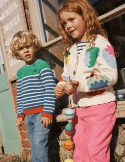 Pullover & Strickjacken | Boden Flora lustige Strickjacke mit V-Ausschnitt-Beige Meliert Erdbeeren BeigeMeliertErdbeeren