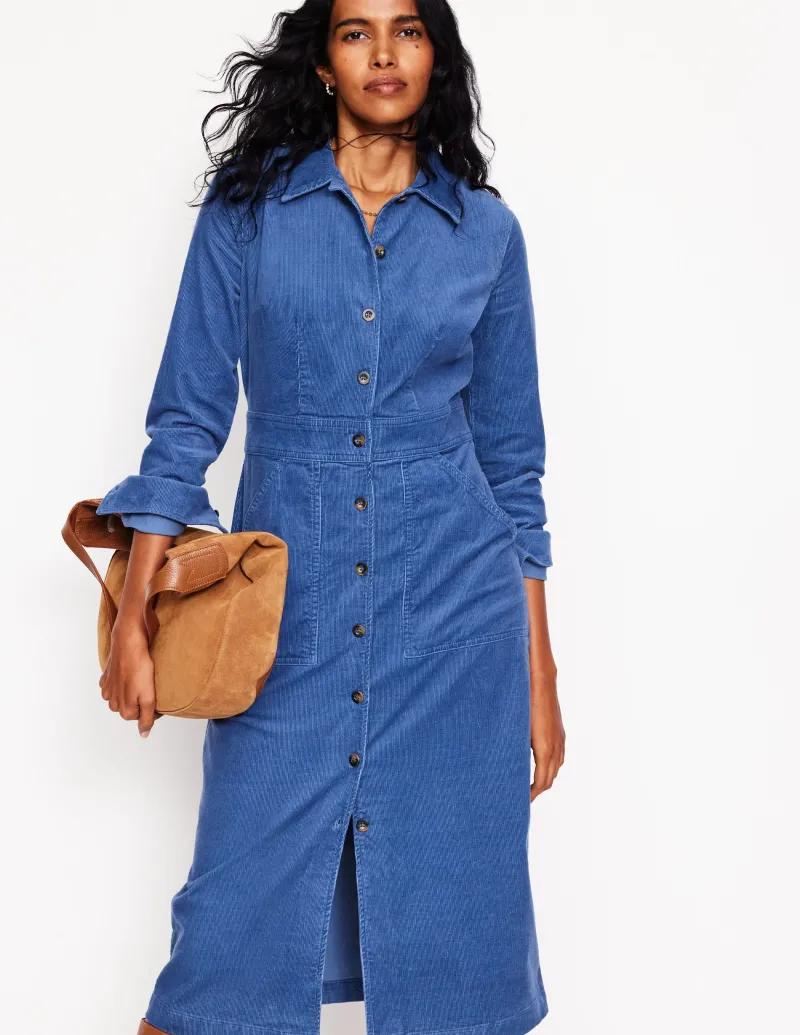 Kleider & Jumpsuits | Midi | Boden Flora Midi-Hemdblusenkleid aus Cord-Klassisches Marineblau KlassischesMarineblau