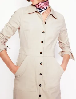 Kleider & Jumpsuits | Kleider In Petite | Boden Flora Midi-Hemdblusenkleid aus Cord-Mandel Pfirsich MandelPfirsich
