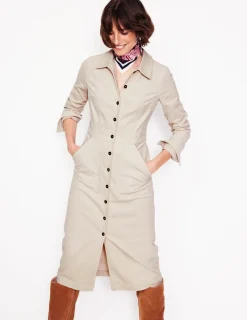 Kleider & Jumpsuits | Kleider In Petite | Boden Flora Midi-Hemdblusenkleid aus Cord-Mandel Pfirsich MandelPfirsich