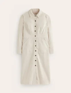 Kleider & Jumpsuits | Kleider In Petite | Boden Flora Midi-Hemdblusenkleid aus Cord-Mandel Pfirsich MandelPfirsich