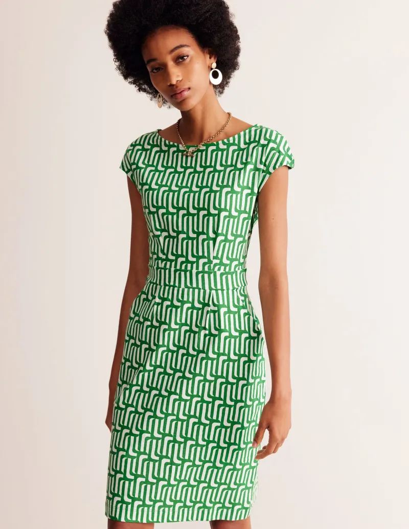 Kleider & Jumpsuits | Kleider In Petite | Boden Florrie Jerseykleid-Smaragdgrün, Motiv Falling Geo Smaragdgrün,MotivFallingGeo