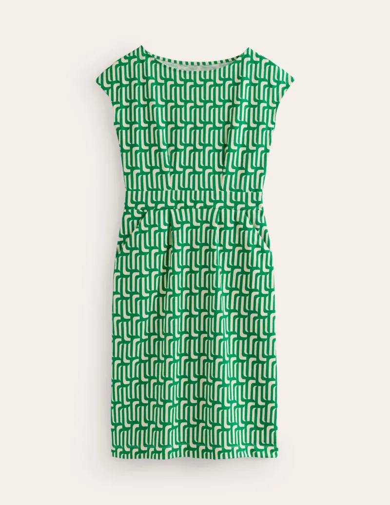 Kleider & Jumpsuits | Kleider In Petite | Boden Florrie Jerseykleid-Smaragdgrün, Motiv Falling Geo Smaragdgrün,MotivFallingGeo