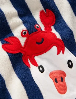 Bademode | Boden Frottee-Badeponcho mit Applikation-Saphirblau Möwen