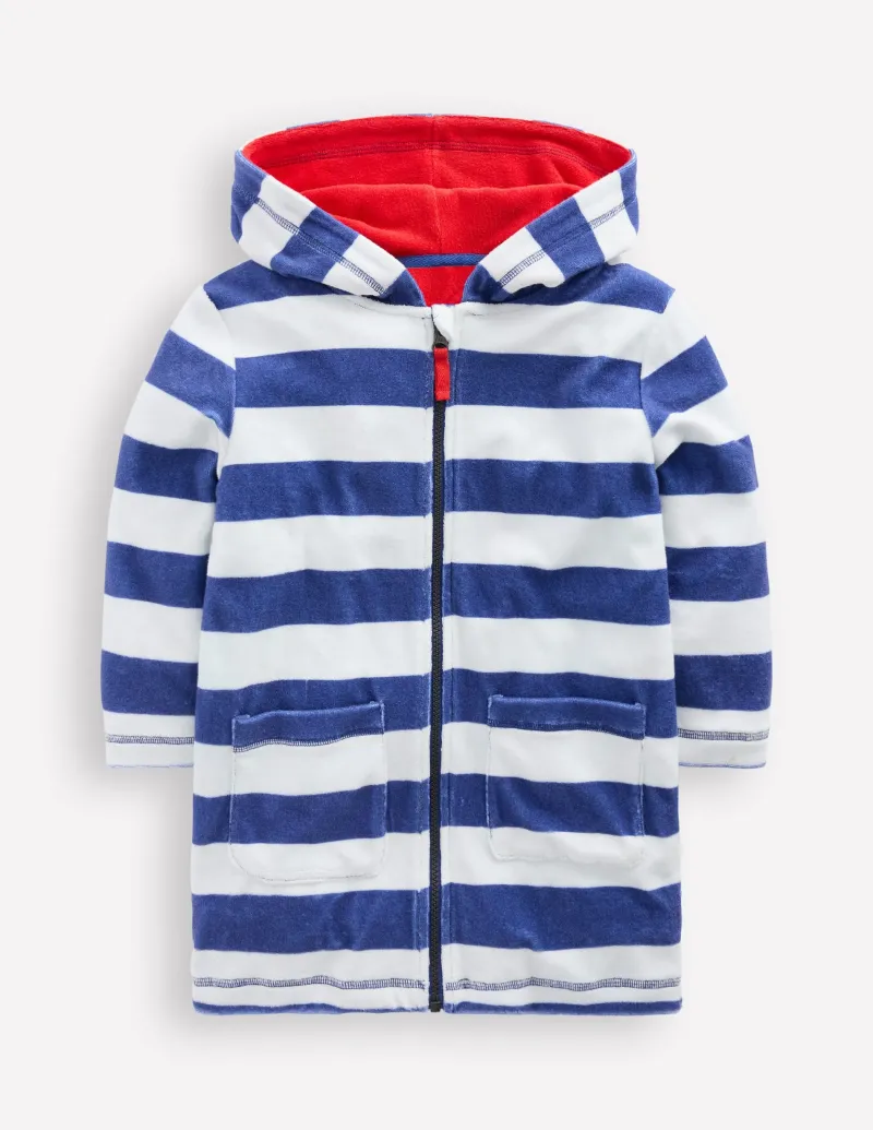 Bademode | Boden Frottee-Badeponcho mit Reißverschluss-Saphirblau Streifen SaphirblauStreifen