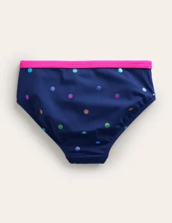 Bademode | Boden Gemusterte Bikinihose-Marineblau Regenbogen Konfetti Punkte MarineblauRegenbogenKonfettiPunkte