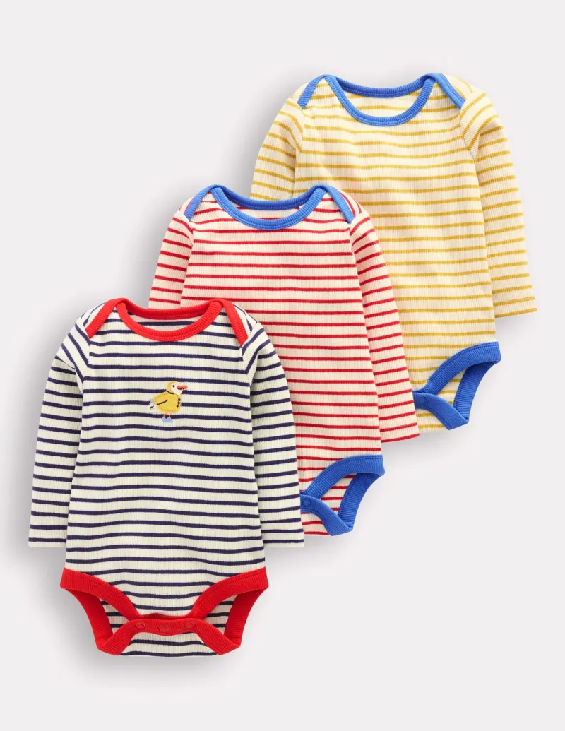 Oberteile & T-shirts | Boden Gerippte Bodys im 3er-Pack-Steuerbordblau Streifen SteuerbordblauStreifen