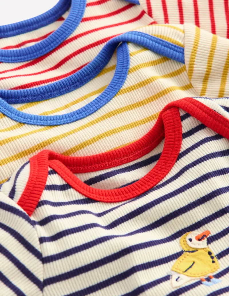 Oberteile & T-shirts | Boden Gerippte Bodys im 3er-Pack-Steuerbordblau Streifen SteuerbordblauStreifen