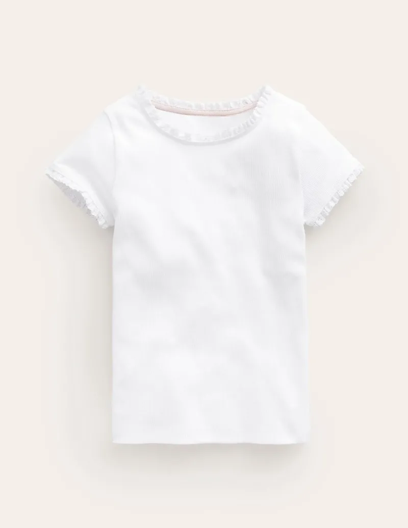 Oberteile & T-shirts | Boden Geripptes Kurzarm-T-Shirt- Weiß