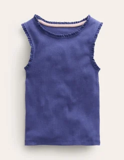 Oberteile & T-shirts | Boden Geripptes Top mit Spitzenbesatz- Blau