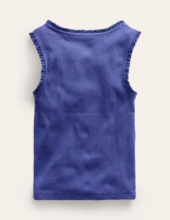 Oberteile & T-shirts | Boden Geripptes Top mit Spitzenbesatz- Blau