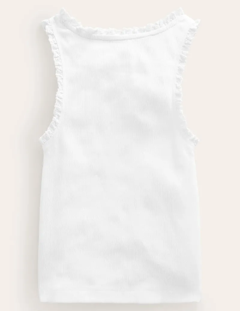 Oberteile & T-shirts | Boden Geripptes Top mit Spitzenbesatz- Weiß