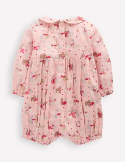 Strampler & Spielanzüge | Boden Gesmokter Strampler-Rosa Liebeshasen