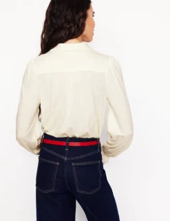Hemden | T-shirts & Tops | Boden Gesmoktes Jerseyhemd-Ivory and Navy Spot IvoryandNavySpot