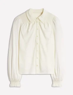 Hemden | T-shirts & Tops | Boden Gesmoktes Jerseyhemd-Ivory and Navy Spot IvoryandNavySpot