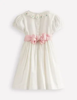Kleider | Boden Gesmoktes Kleid für besondere Anlässe-Ivory and Navy Spot IvoryandNavySpot