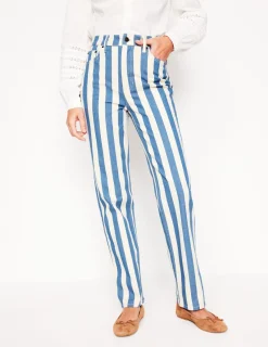 Jeans | Boden Gestreifte Jeans mit hohem Bund-Marineblau Breite Streifen MarineblauBreiteStreifen