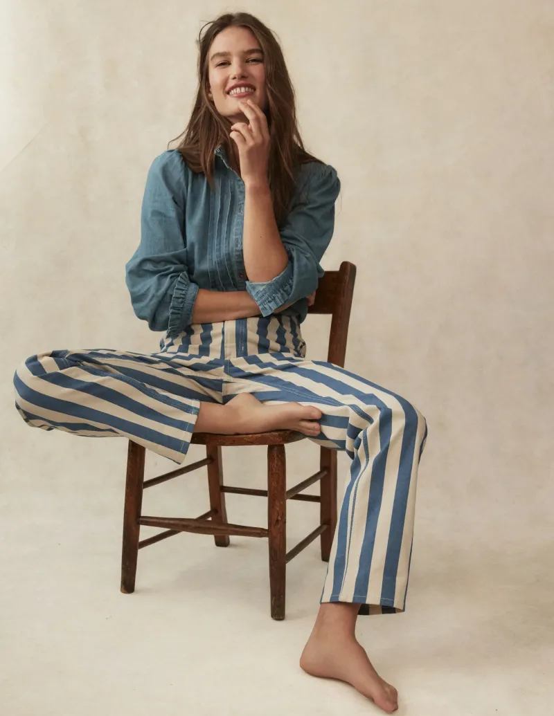 Jeans | Boden Gestreifte Jeans mit hohem Bund-Marineblau Breite Streifen MarineblauBreiteStreifen