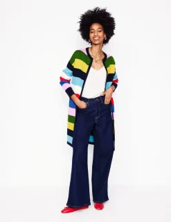 Pullover & Strickjacken | Boden Gestreifter Strickmantel aus Baumwollmischgewebe-Mohnblumenrot, Blau Bunt Mohnblumenrot,BlauBunt