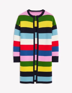 Pullover & Strickjacken | Boden Gestreifter Strickmantel aus Baumwollmischgewebe-Mohnblumenrot, Blau Bunt Mohnblumenrot,BlauBunt