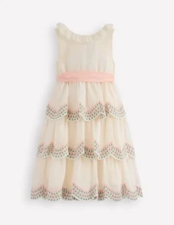 Kleider | Boden Gestuftes Organzakleid-Ivory and Navy Spot IvoryandNavySpot