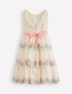 Kleider | Boden Gestuftes Organzakleid-Ivory and Navy Spot IvoryandNavySpot