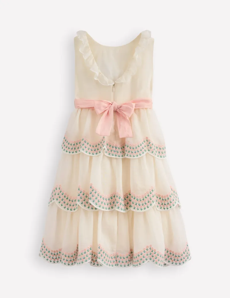 Kleider | Boden Gestuftes Organzakleid-Ivory and Navy Spot IvoryandNavySpot