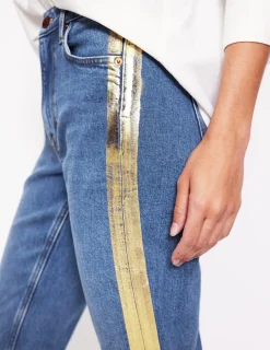 Jeans | Boden Girlfriend-Jeans-Metallic-Gold Seitenstreifen Metallic-GoldSeitenstreifen