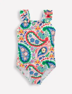 Bademode | Boden Hallie Badeanzug mit Rüschenträgern-Naturweiß Paisley NaturweißPaisley