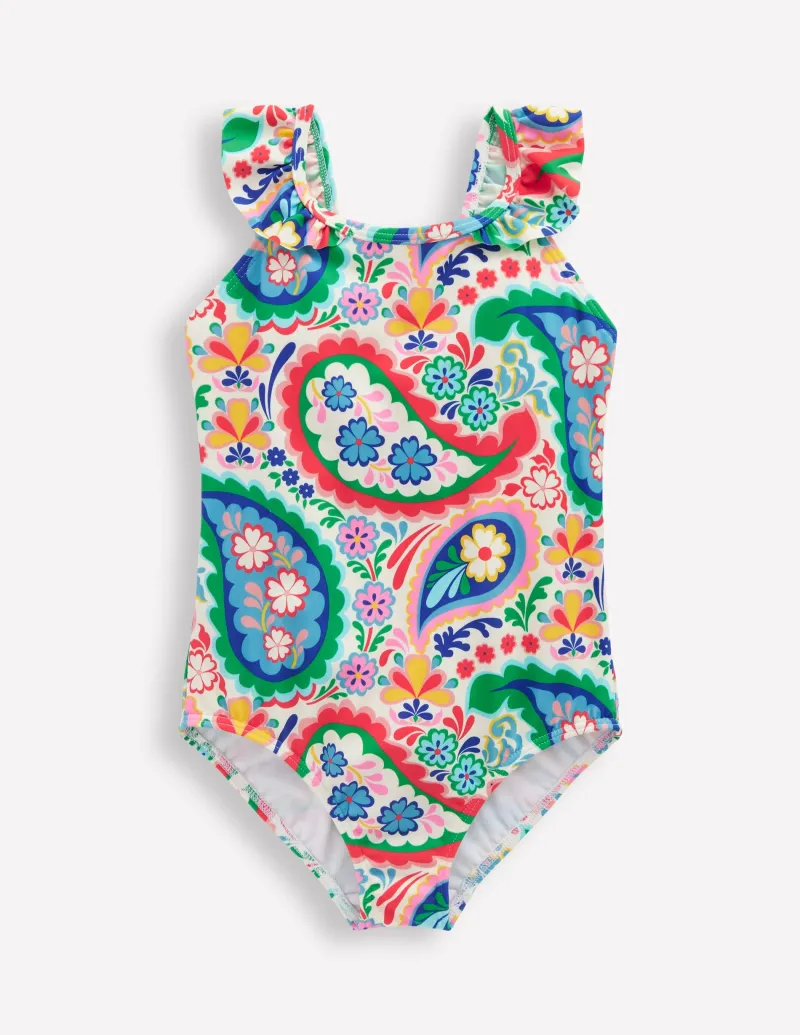 Bademode | Boden Hallie Badeanzug mit Rüschenträgern-Naturweiß Paisley NaturweißPaisley
