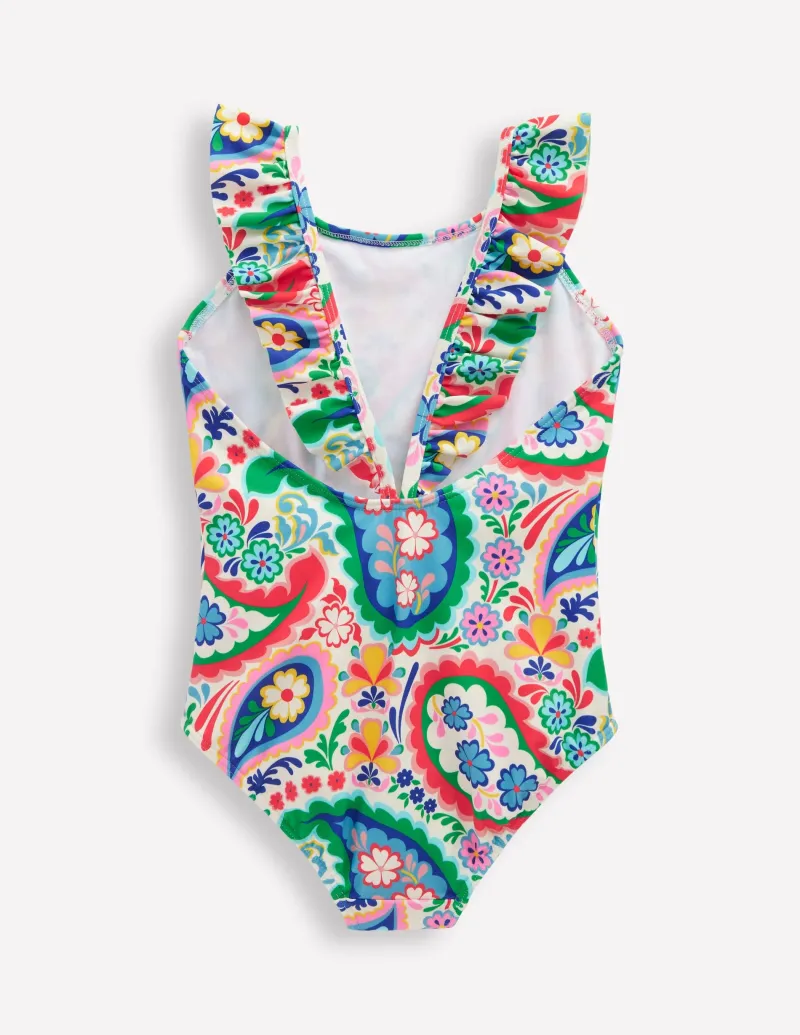 Bademode | Boden Hallie Badeanzug mit Rüschenträgern-Naturweiß Paisley NaturweißPaisley