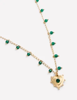 Schmuck | Boden Halskette mit Anhänger zum Schichten-Grün Herz GrünHerz