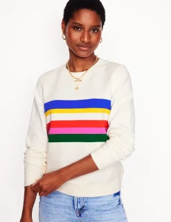 Nachtwäsche & Schlafanzüge | Oberteile | Boden Hannah Sweatshirt mit Print-Naturweiß, Bunt Streifen Naturweiß,BuntStreifen