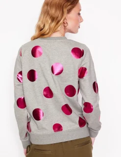 Oberteile | Nachtwäsche & Schlafanzüge | Boden Hannah Sweatshirt mit Print-Grau Meliert, Rosa Punkt GrauMeliert,RosaPunkt