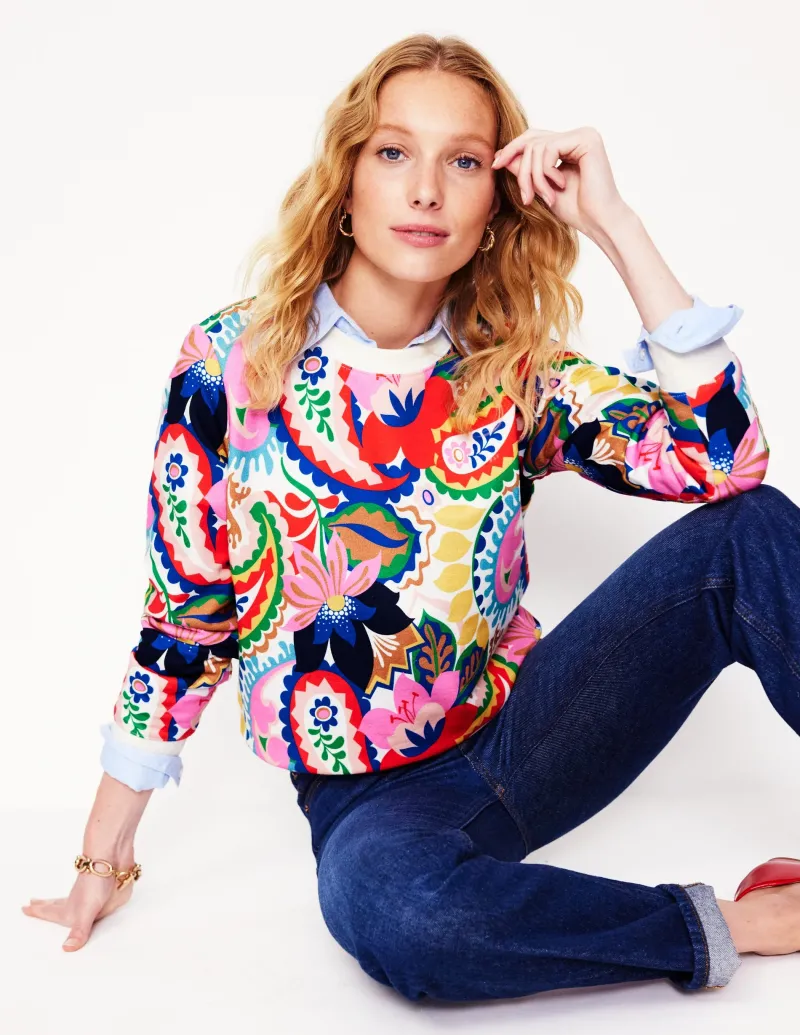 Oberteile | Nachtwäsche & Schlafanzüge | Boden Hannah Sweatshirt mit Print-Bunt, Botanik-Paisley Bunt,Botanik-Paisley