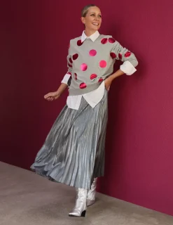 Oberteile | Nachtwäsche & Schlafanzüge | Boden Hannah Sweatshirt mit Print-Grau Meliert, Rosa Punkt GrauMeliert,RosaPunkt