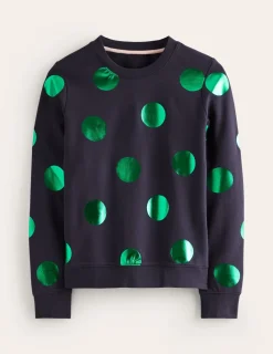 Oberteile | Nachtwäsche & Schlafanzüge | Boden Hannah Sweatshirt mit Print-Marineblau, Grün Punkte Marineblau,GrünPunkte