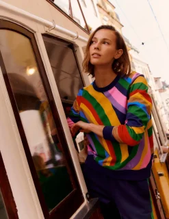 Oberteile | Nachtwäsche & Schlafanzüge | Boden Hannah Sweatshirt mit Print-Bunt, Abstrakter Regenbogen Bunt,AbstrakterRegenbogen