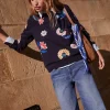 Oberteile | Nachtwäsche & Schlafanzüge | Boden Hannah Sweatshirt mit Stickerei-Marineblau, Konversation Marineblau,Konversation