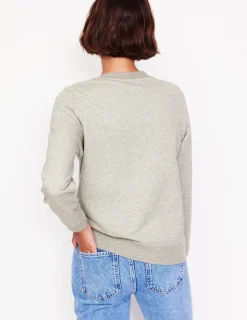 Oberteile | Nachtwäsche & Schlafanzüge | Boden Hannah Sweatshirt mit Stickerei-Grau Meliert, Hund Person GrauMeliert,HundPerson