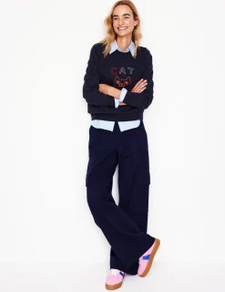Oberteile | Nachtwäsche & Schlafanzüge | Boden Hannah Sweatshirt mit Stickerei-Marineblau, Konversation Marineblau,Konversation