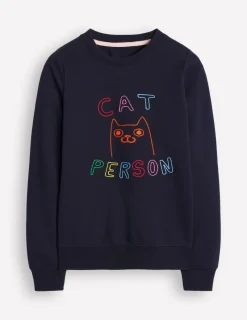 Oberteile | Nachtwäsche & Schlafanzüge | Boden Hannah Sweatshirt mit Stickerei-Marineblau, Konversation Marineblau,Konversation
