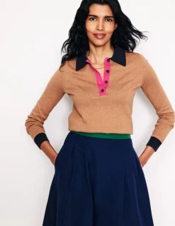 Pullover & Strickjacken | Boden Henley-Pullover aus Baumwollmischgewebe-Camel Meliert CamelMeliert